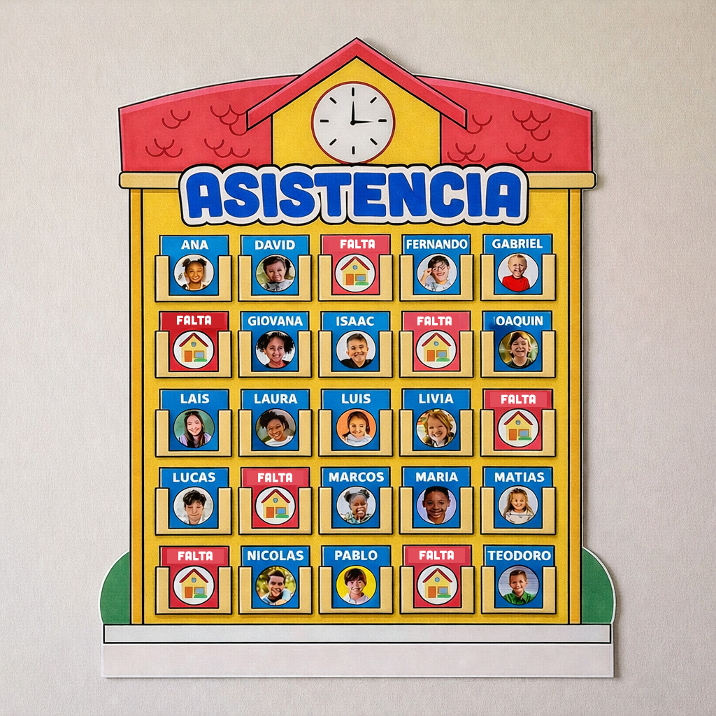 Asistencia Escolar Infantil | Material Didáctico Visual para Preescolar