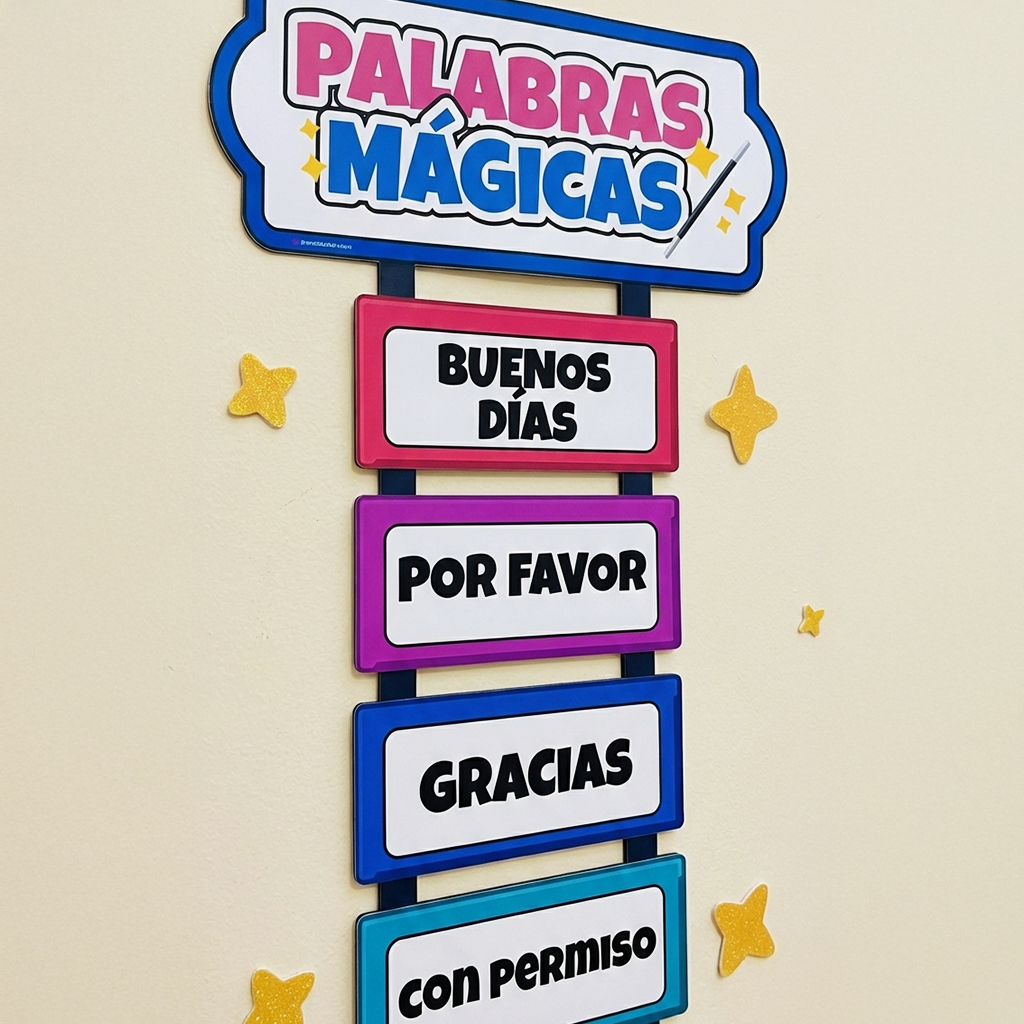 Palabras Mágicas Infantil Imprimible | Material Didáctico de Valores para Preescolar