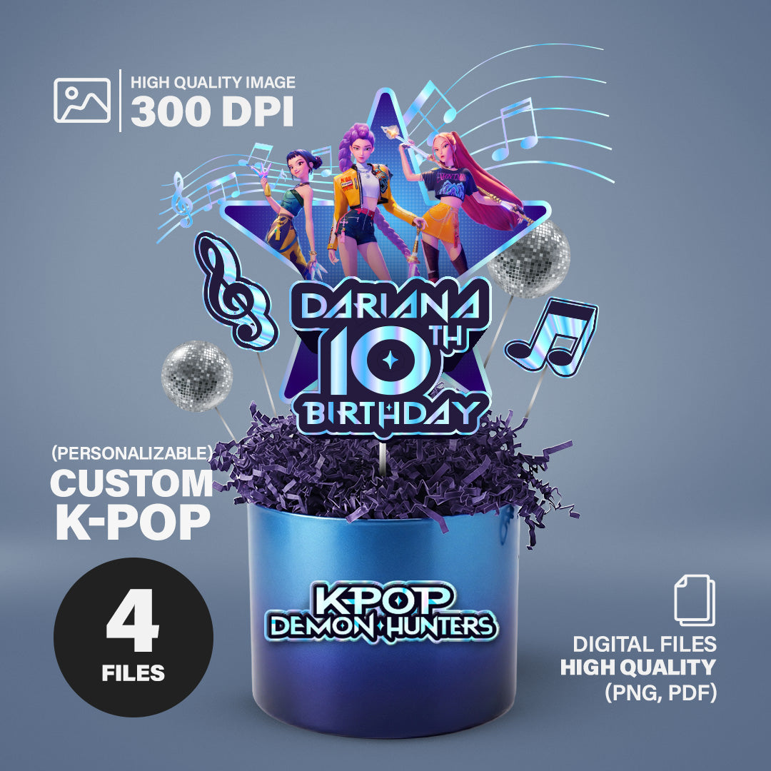 Centro de Mesa K-POP Demon Hunter Editable | Nombre y Año | Archivo Digital