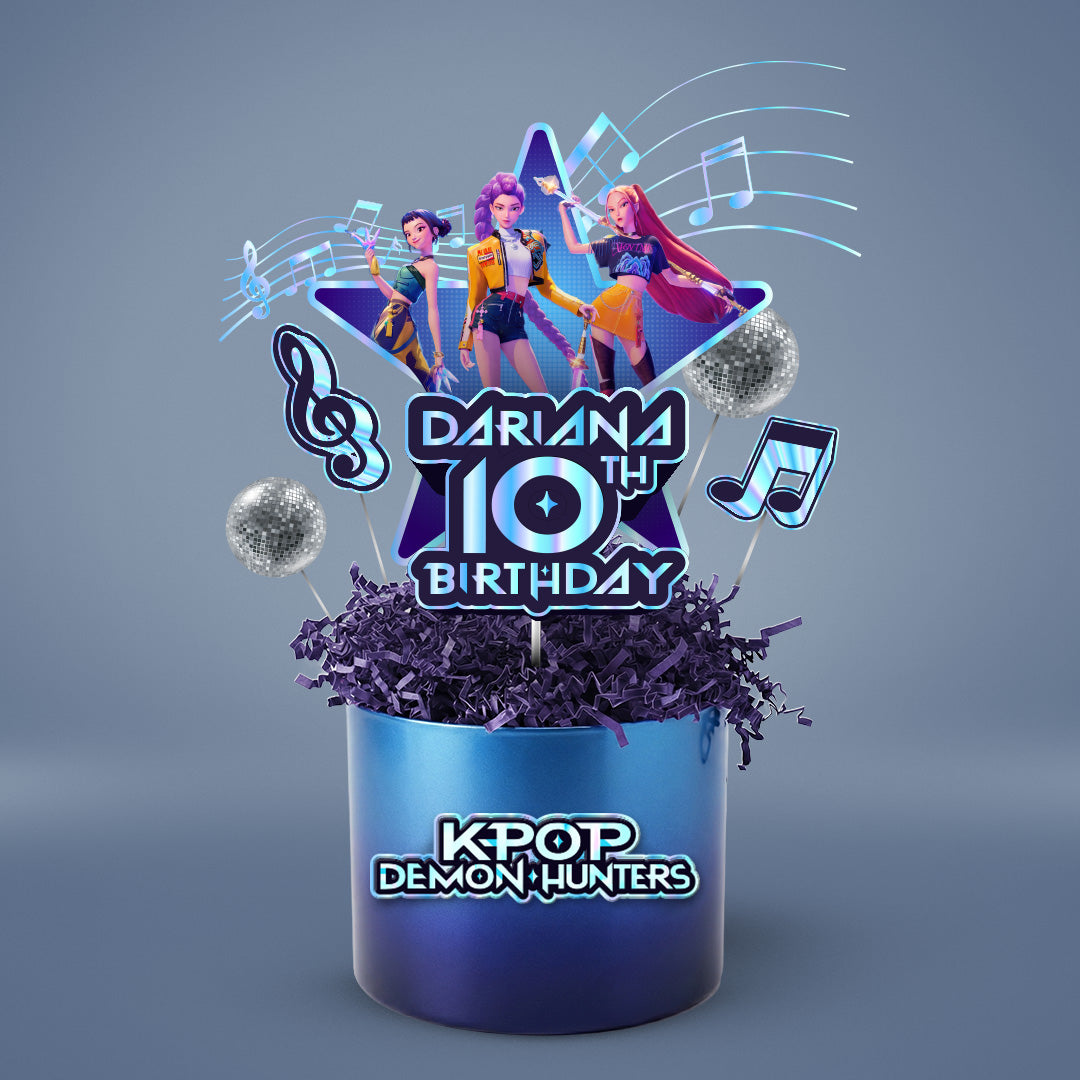 Centro de Mesa K-POP Demon Hunter Editable | Nombre y Año | Archivo Digital